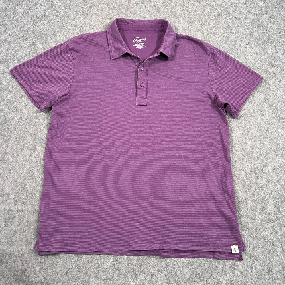 Grayers Clothiers Purple Striped Short Sleeve Polo Shirt Men's Size Medium